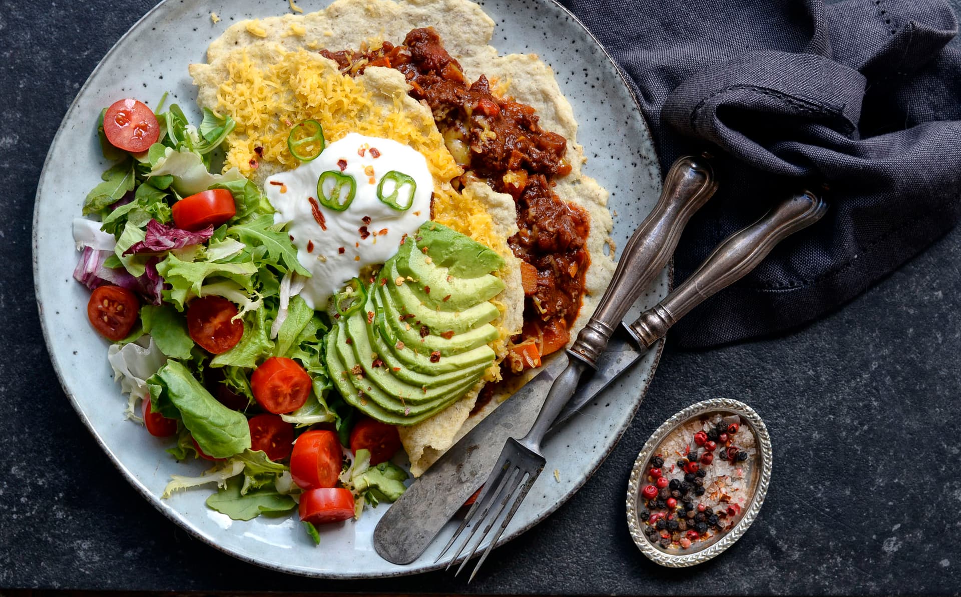Dýňové chilli con carne v tortille