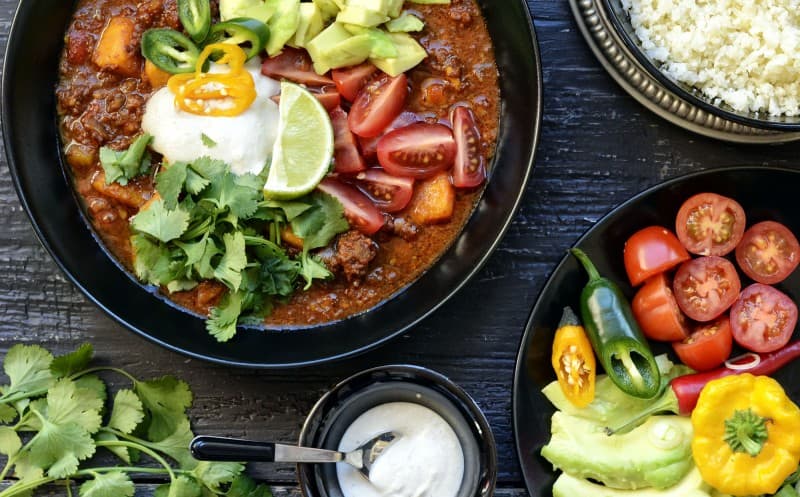 Chilli con carne s batáty z pomalého hrnce