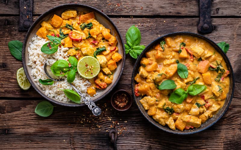 Dýňové curry se špenátem