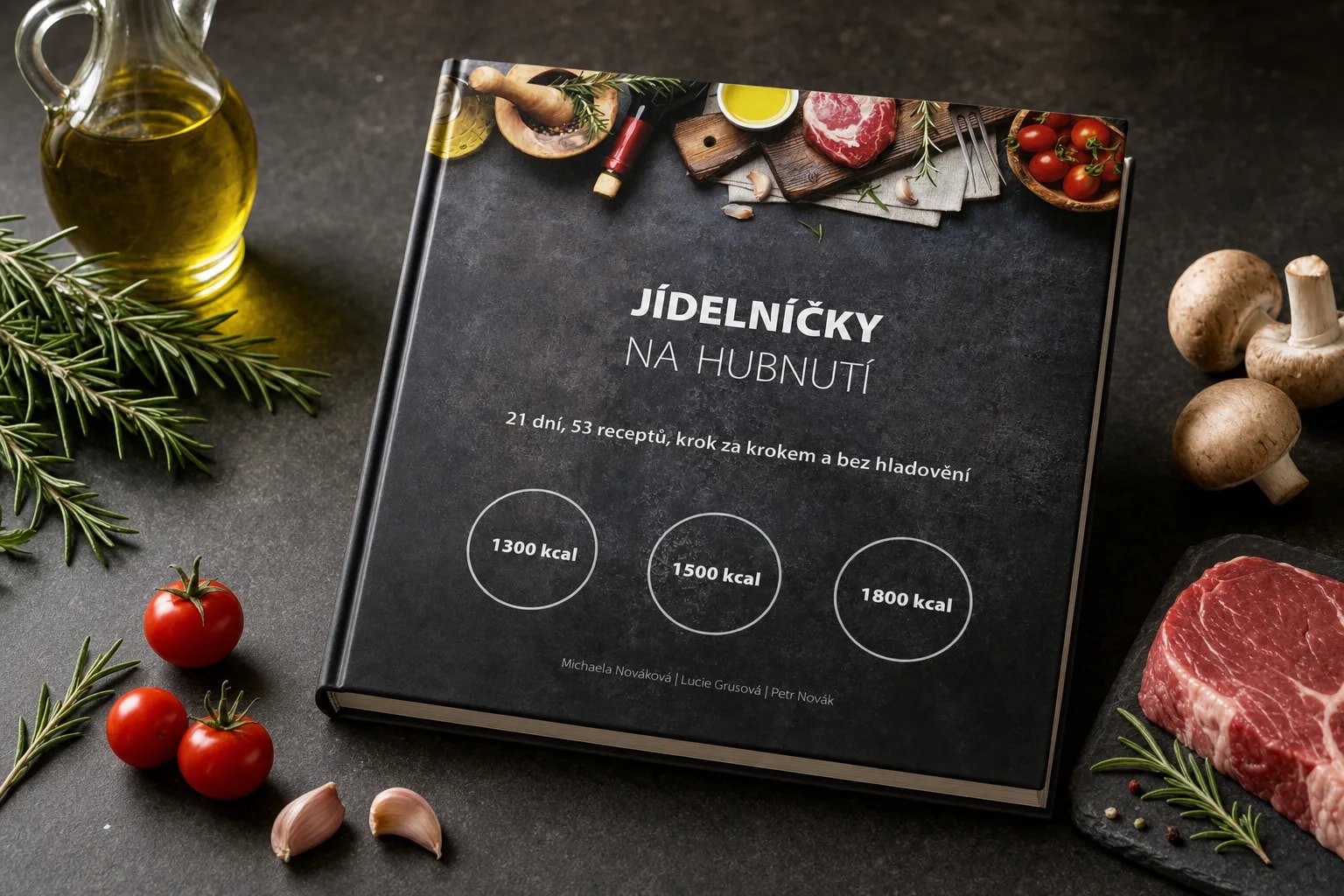 Tištěná kniha Jídelníčky na hubnutí, studiový snímek obálky