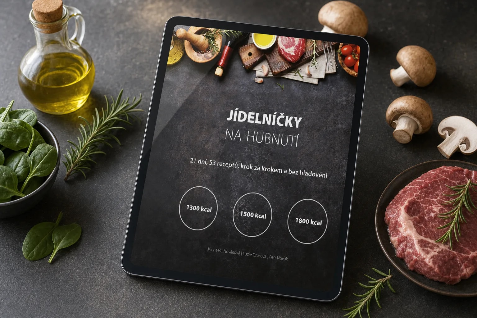 E-kniha Jídelníčky na hubnutí na tabletu, studiový snímek