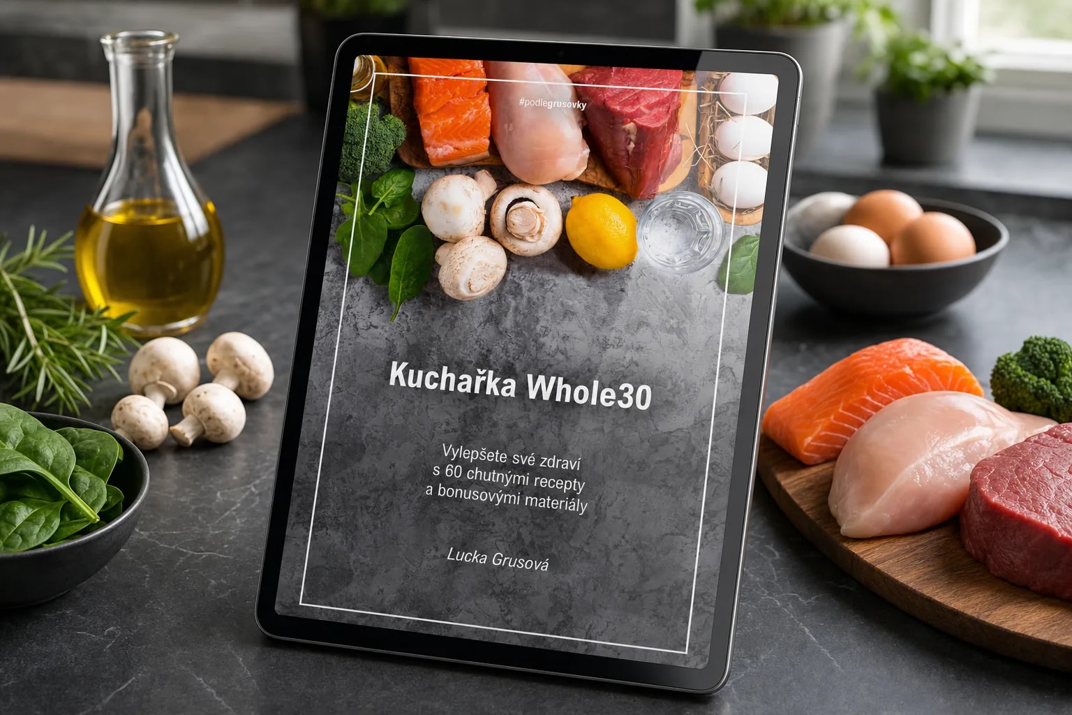 Kuchařka Whole30 na tabletu, studiový snímek