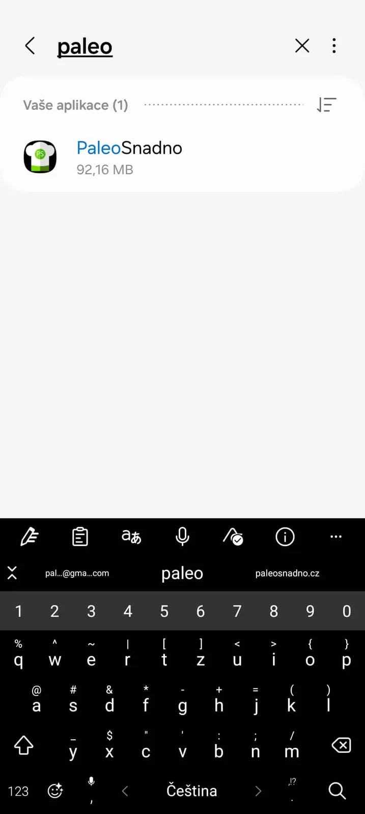 4. krok: Vyhledaná aplikace PaleoSnadno