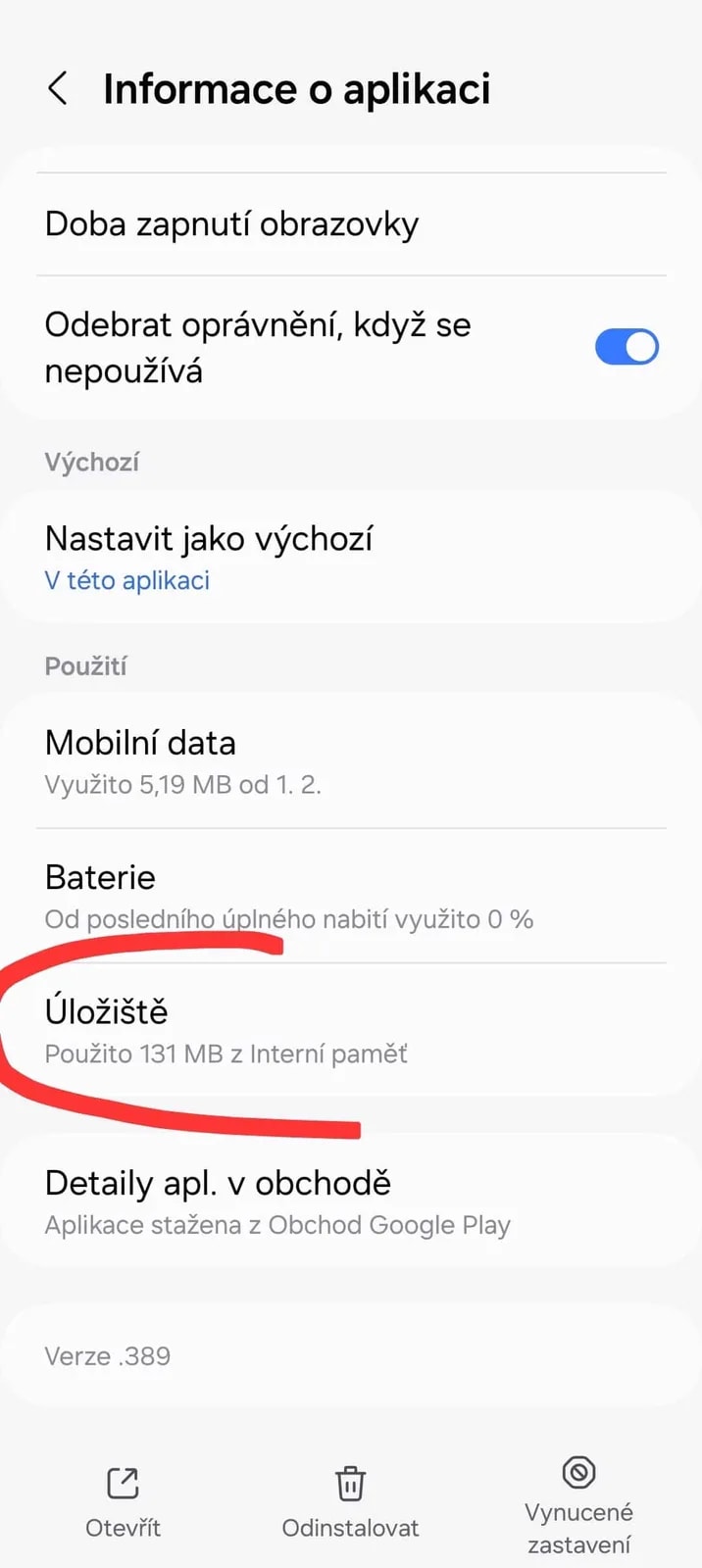 5. krok: Položka Úložiště