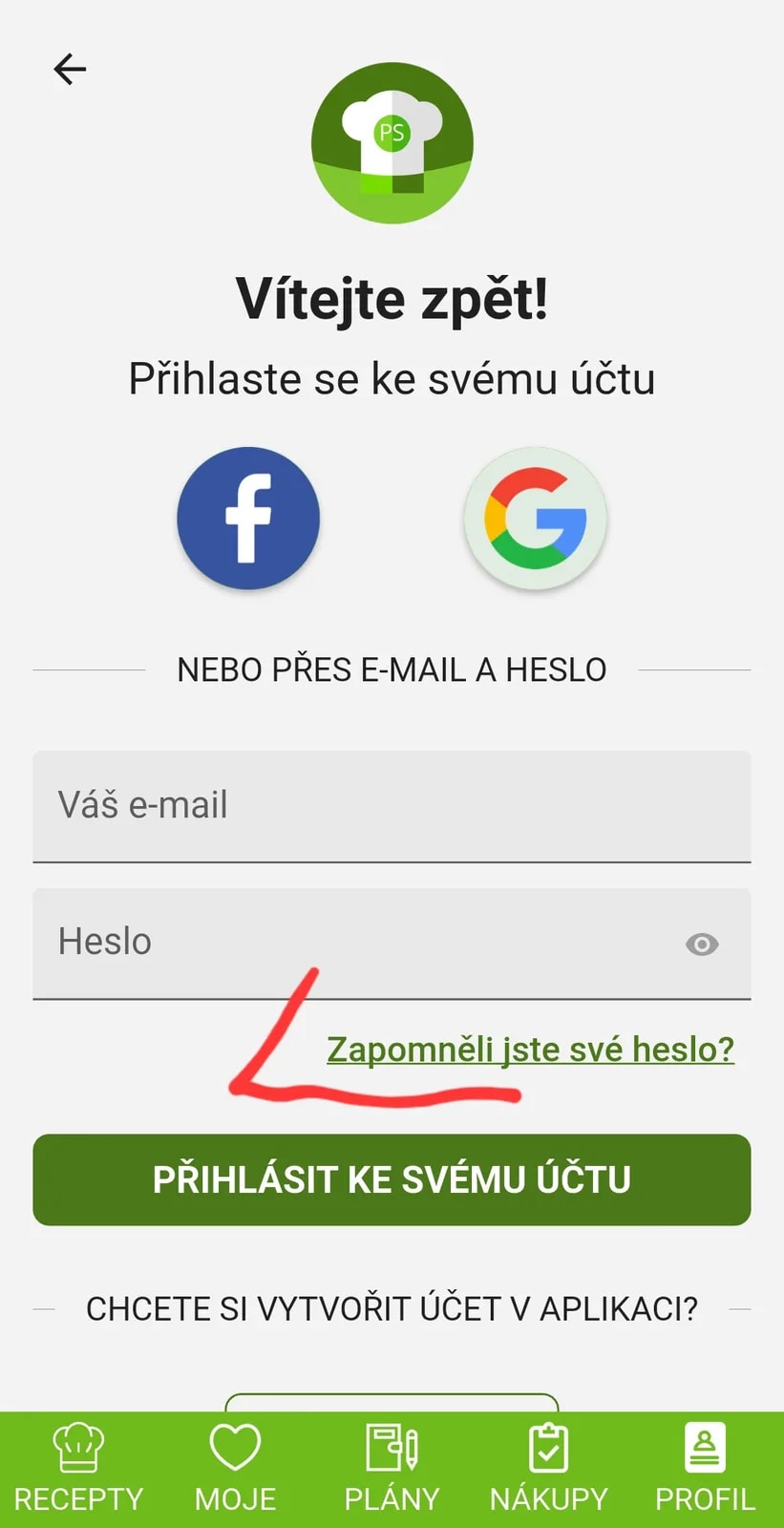 3. krok: Zapomněli jste své heslo?