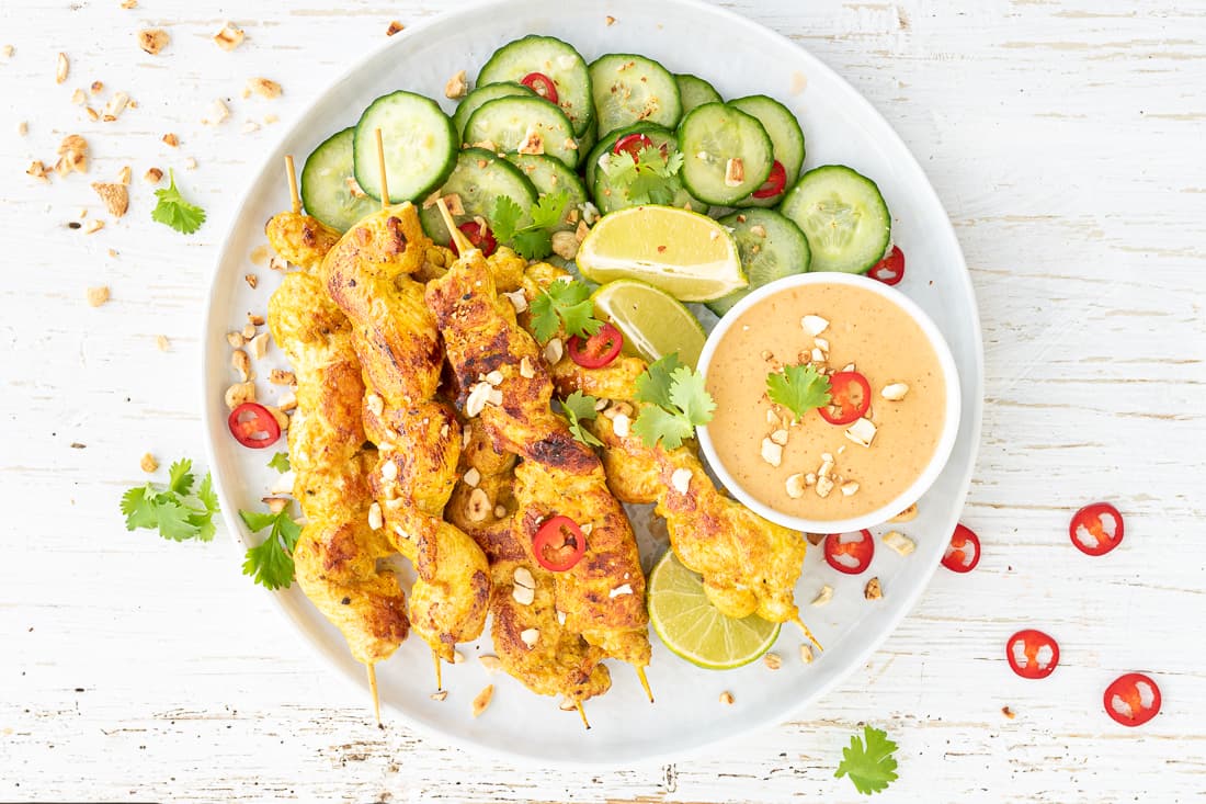 Kuřecí špízy Satay s kešu omáčkou