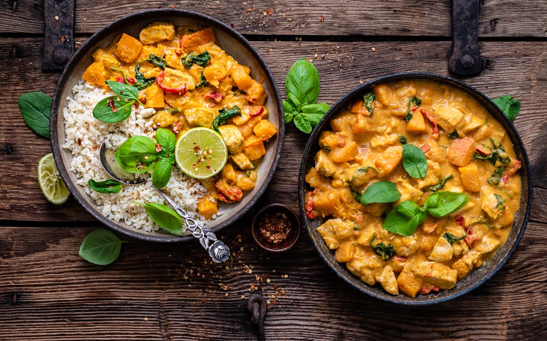 Dýňové curry se špenátem