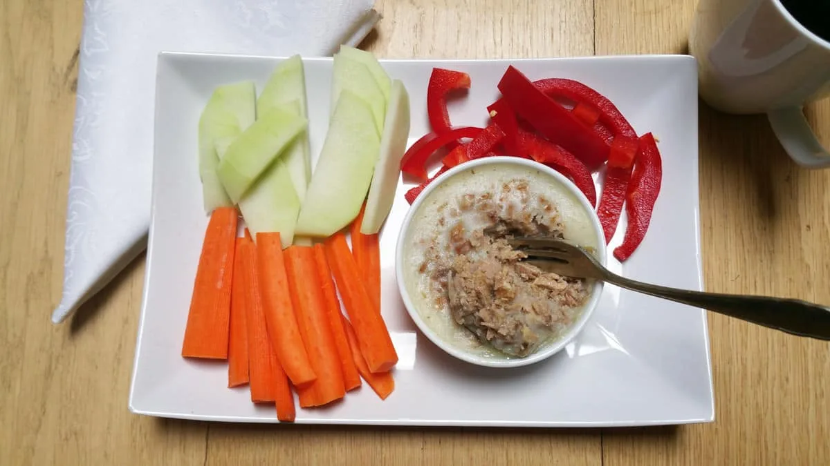 Kachní rillettes, zelenina