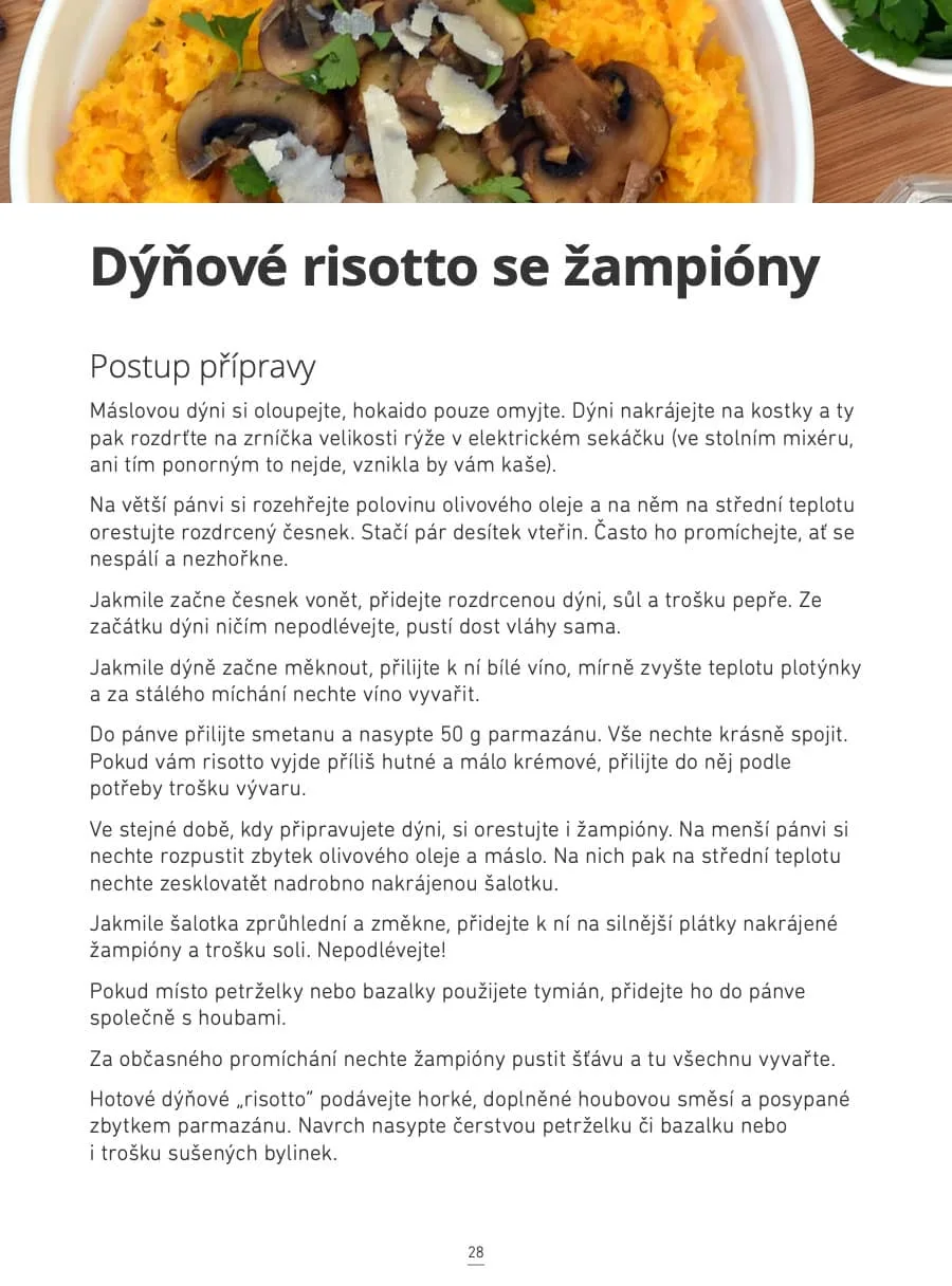 Ukázka postupu receptu Dýňové risotto se žampiony z low carb e-kuchařky