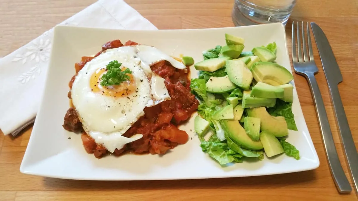 Dýňové chili con carne s volským okem