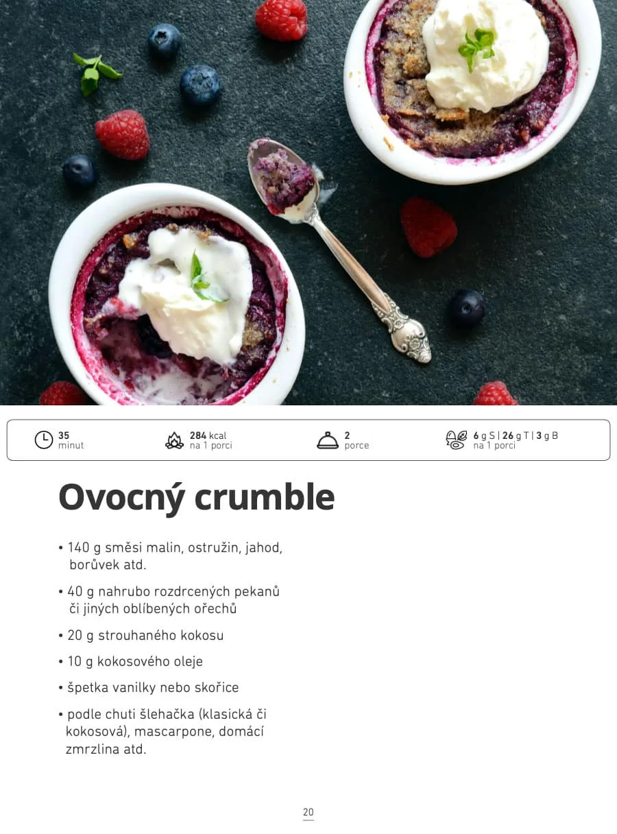 Ukázka receptu Ovocný crumble z low carb e-kuchařky